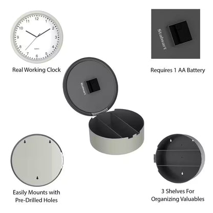 10 In. X 10 In. Circular Wall Clock with Safe