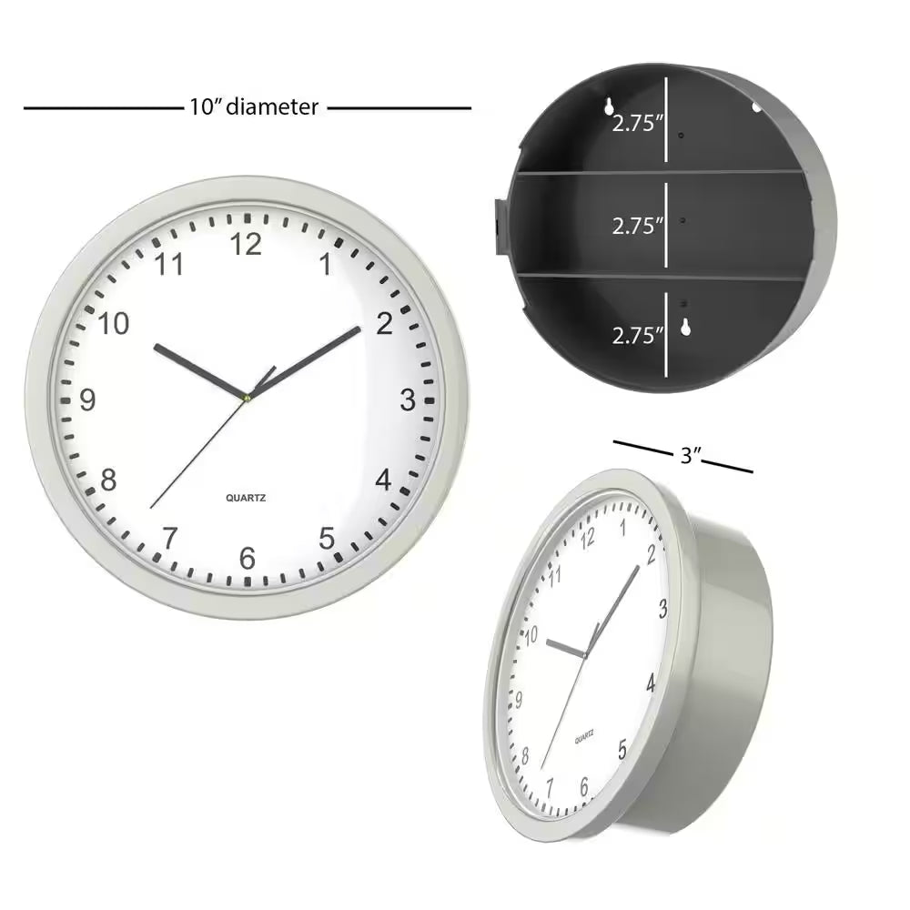 10 In. X 10 In. Circular Wall Clock with Safe